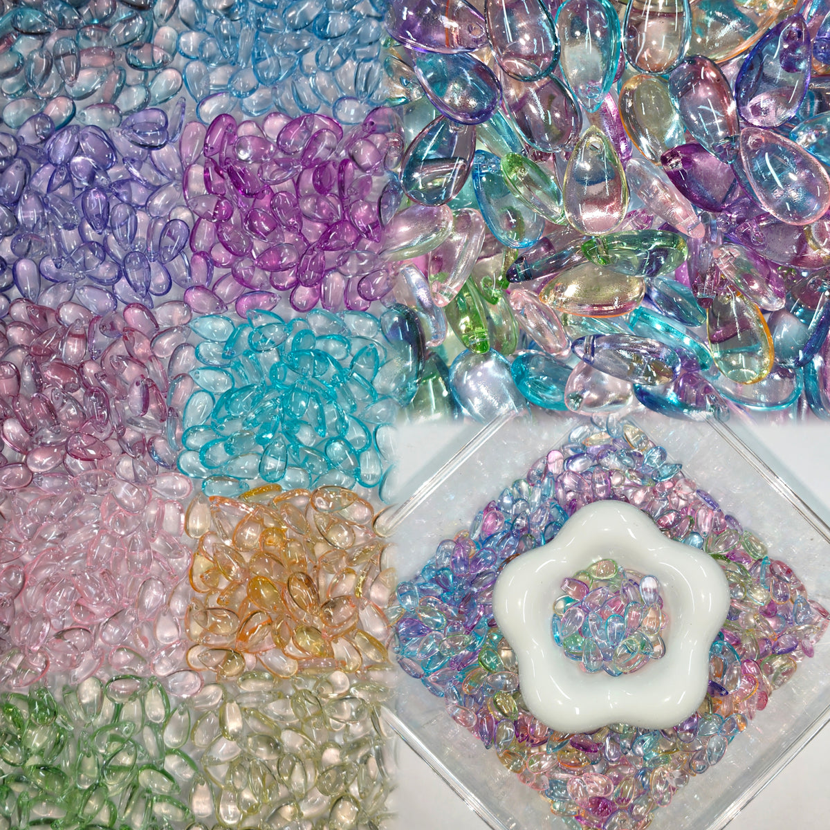 ✨【NEW】Aurora Teardrop | Glass Pendants, Top Single Hole Drop Charms for DIY Jewelry