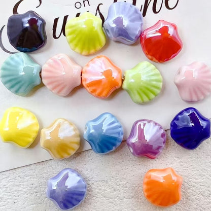 💗【NEW】Ceramic Scallop | Multicolor Ceramic Scallop Charms for DIY Jewelry Making