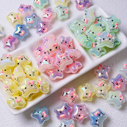 ✨【NEW】Iridescent Kitty Star | Cute Cartoon Face UV Acrylic Beads For DIY Jewelry