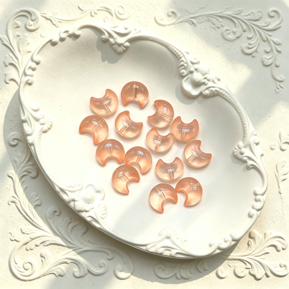 ✨【NEW】Luna Plump | Chunky Crescent Moon Glass Beads, Hole At The Center‑Concave For DIY Jewelry Making