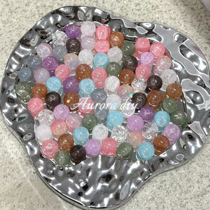 ✨【NEW】16mm Crackle Glass Beads, Ice Transparent Round Loose Beads for Jewelry DIY Making