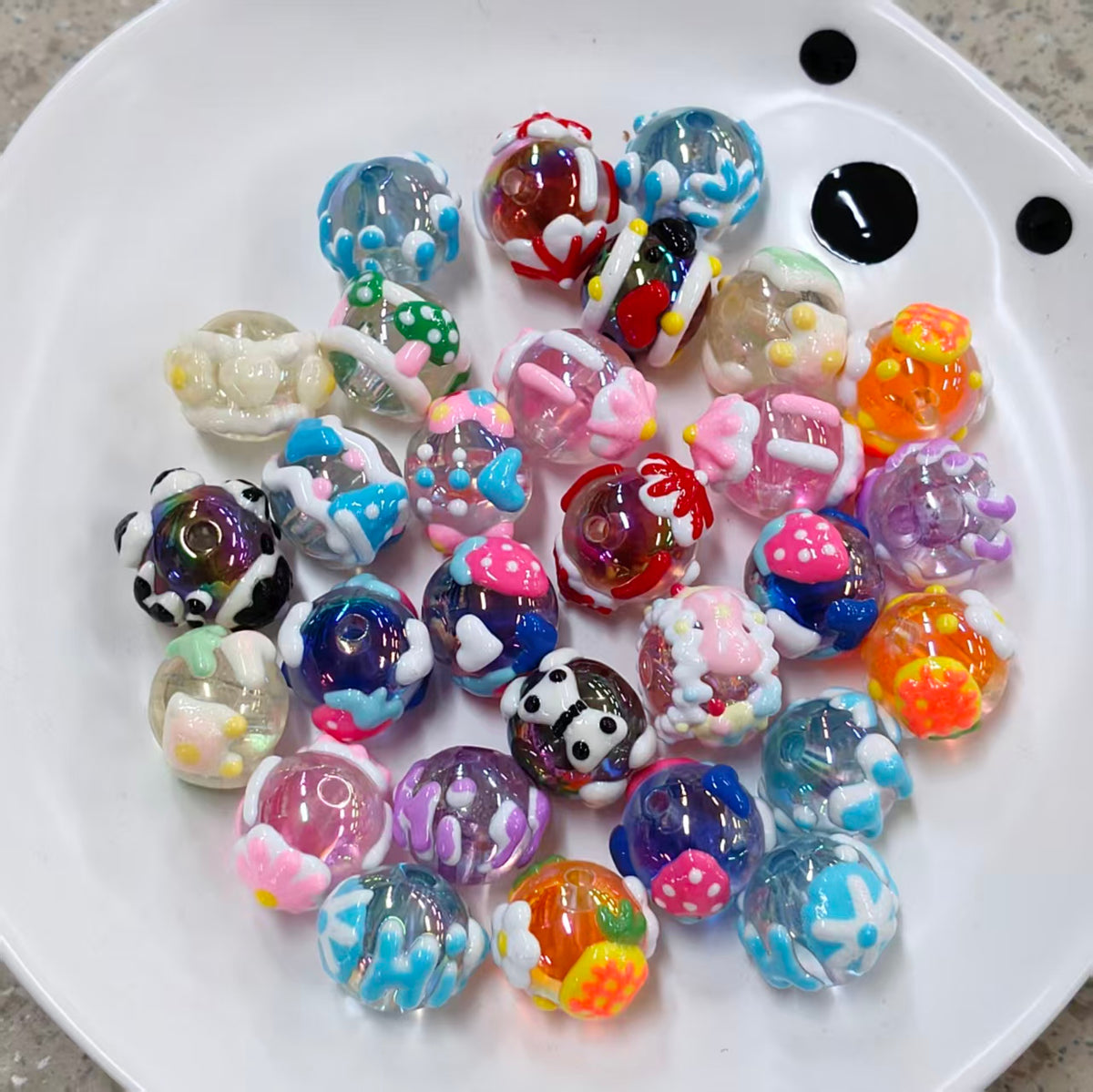 ✨【NEW】Hand-Painted Cartoon Acrylic Beads | 16mm Intricate Craftsmanship DIY Jewelry Making Supplies