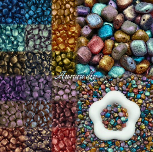 ✨【NEW】Galaxy Metallic Pebble  | Multi Shimmer Color Stone Glass Beads For Handmade Bracelet Earring Craft