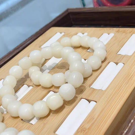D32-11mm Jade White Hexagonal Dice Bodhi|for DIY Bracelet & Jewelry Craft