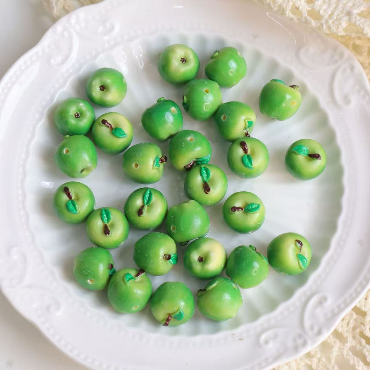 Tiny Orchard Apple Resin Beads | For DIY Bracelet Jewelry Making