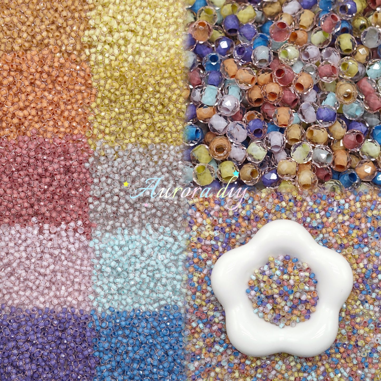 【NEW】Dusk Pink Based Prism | 4mm Color-Lined Faceted Glass Seed Beads