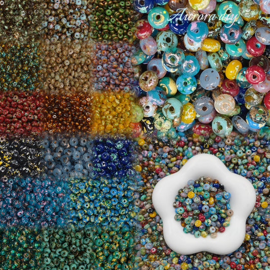 ✨【NEW|B1G1】Impasto Halo Donut Glass Beads | Artistic Impasto Oil Paint Speckled Ring Spacer Beads for Boho DIY Jewelry