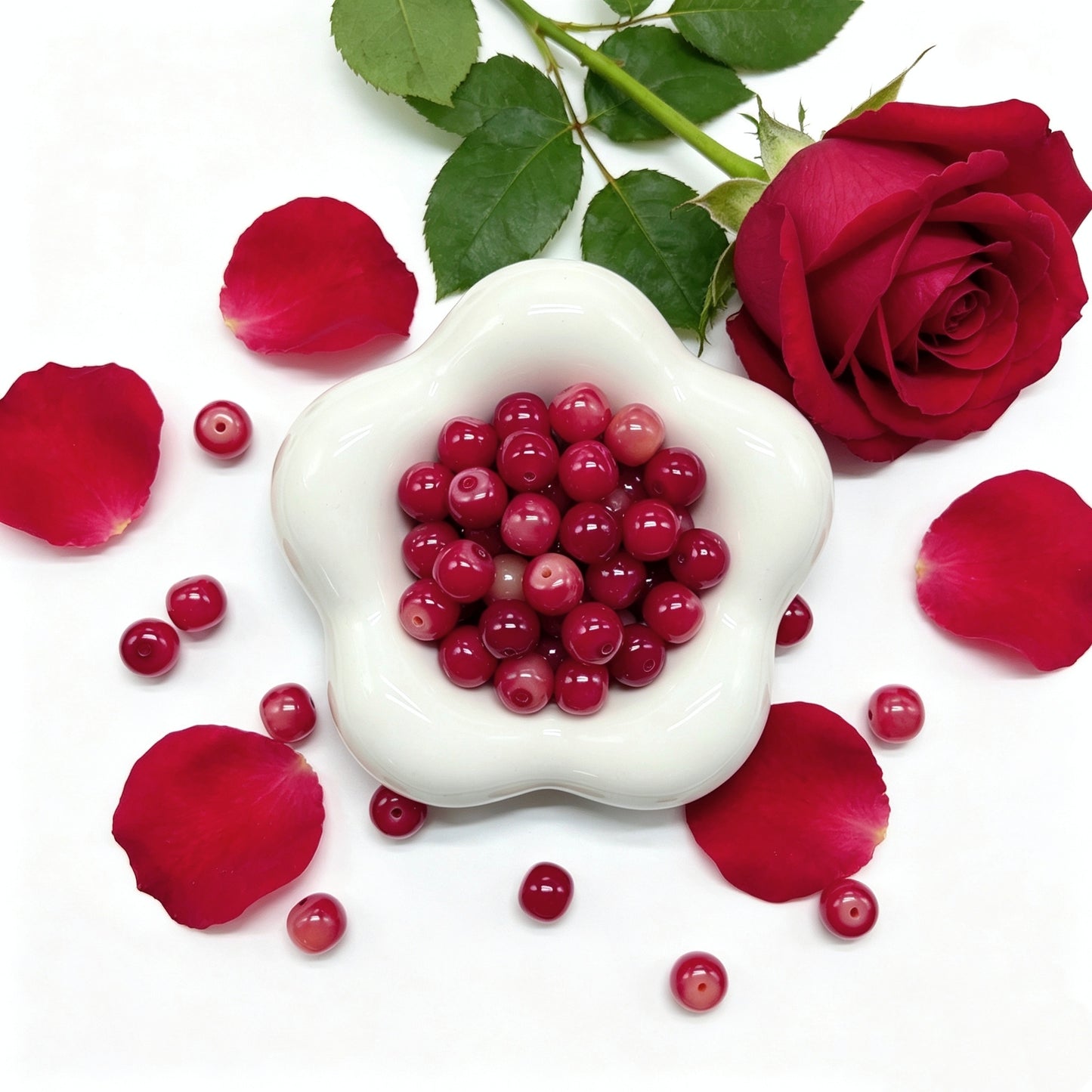 [NEW] K89-9*10mm Crimson Rose Barrel Bodhi|for Bracelet & Jewelry DIY making
