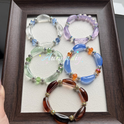 ✨【NEW】Transparent Bubble Curve | Multicolor Curved Tube Glass Beads For DIY Bracelet Necklace Jewelry Making Craft Supplies