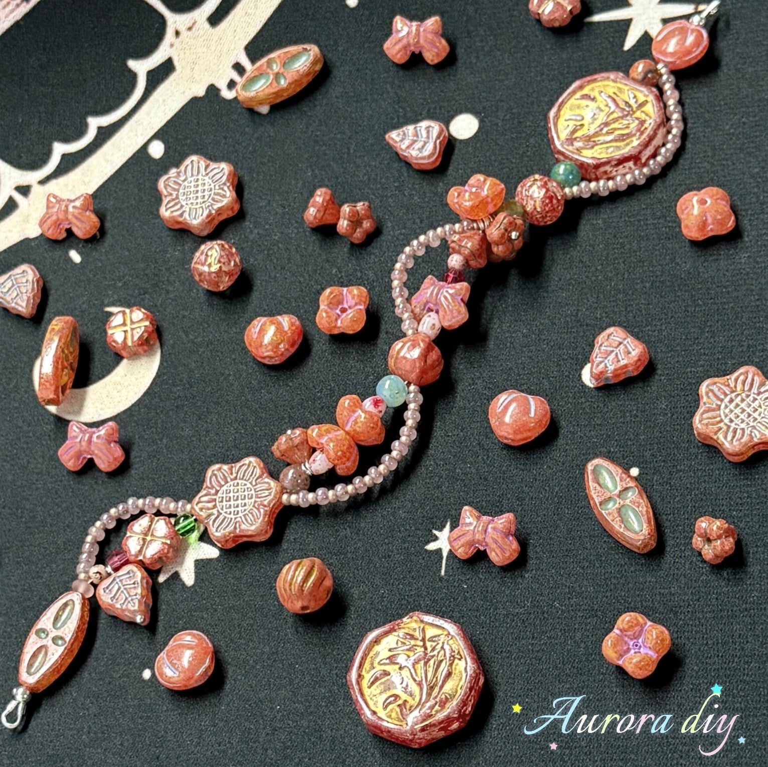 [NEW] Vintage Gold Inlay Czech Glass Beads