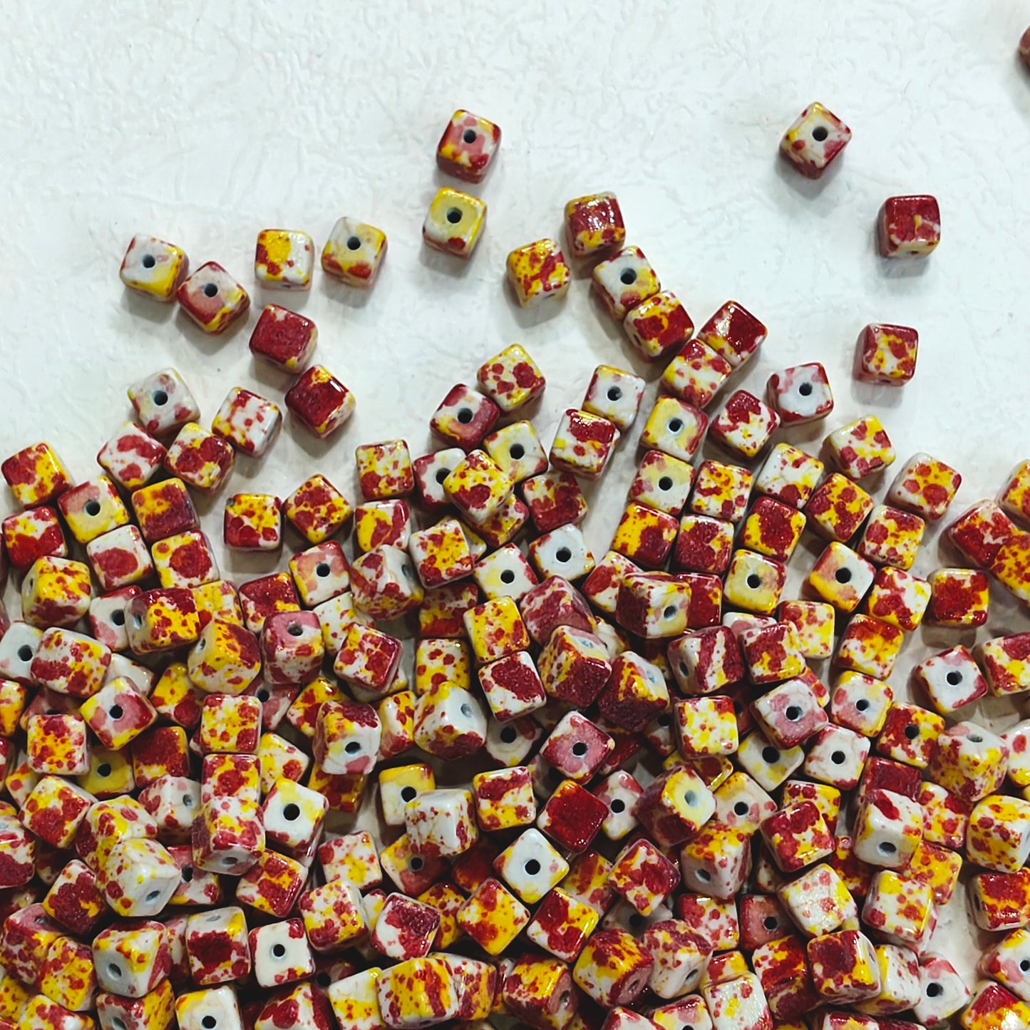 🌈【NEW】Speckle Confetti Cube | Multicolored Speckled Square Dyed Polished Stone Bead Mix For Bohemian DIY Jewelry Making