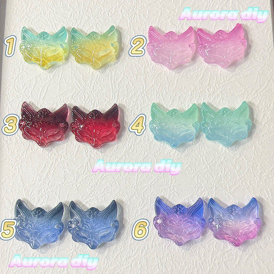 【NEW】Fox Mask Gradient Glass Beads Two-Tone Transparent Fox Charms DIY Ancient Style Jewelry Making Supplies