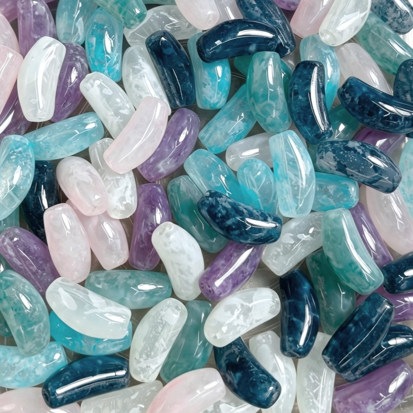 ✨【NEW】Stalactite Haze Carved Tube | Marbled Curved Tube Glass Beads For DIY Handmade Jewelry