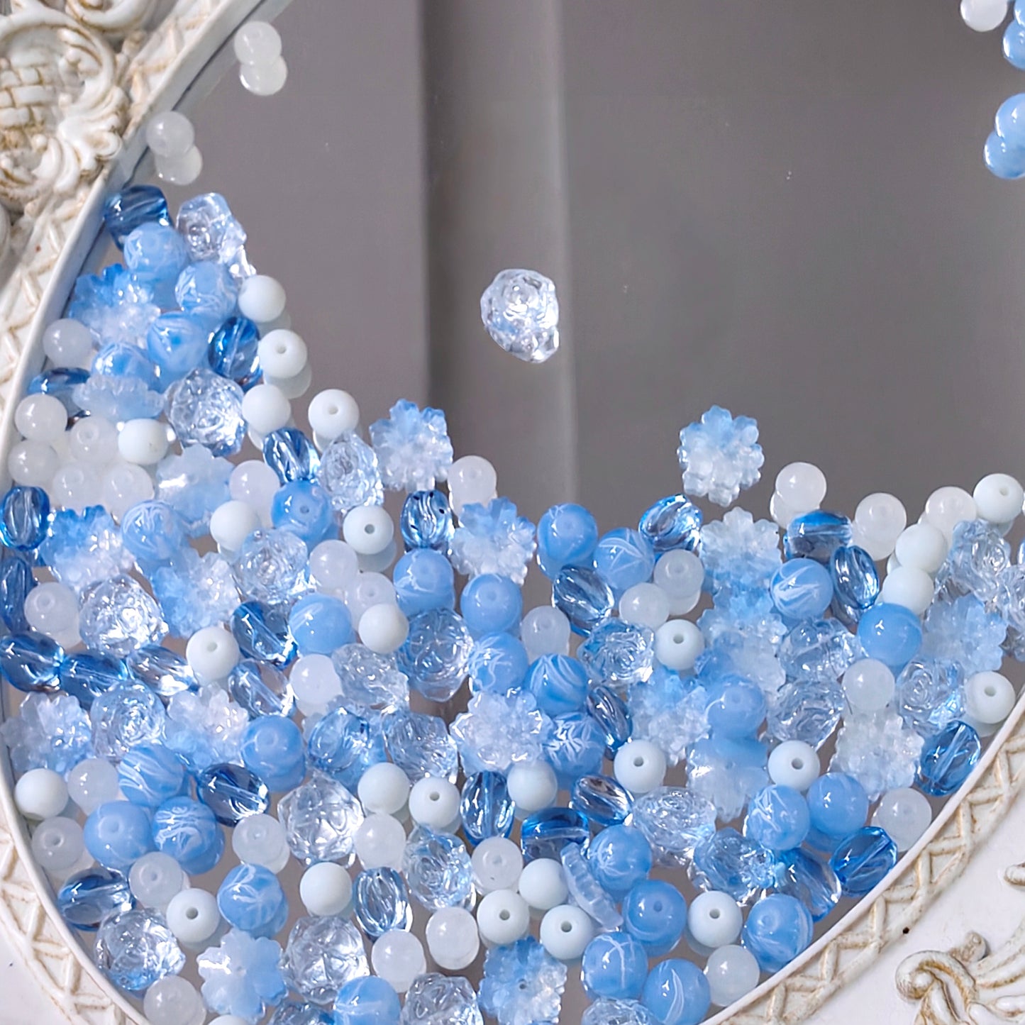 【NEW】Glacier Bloom | Blue White Tone Mixed Glass Beads For DIY Handmade Jewelry Making