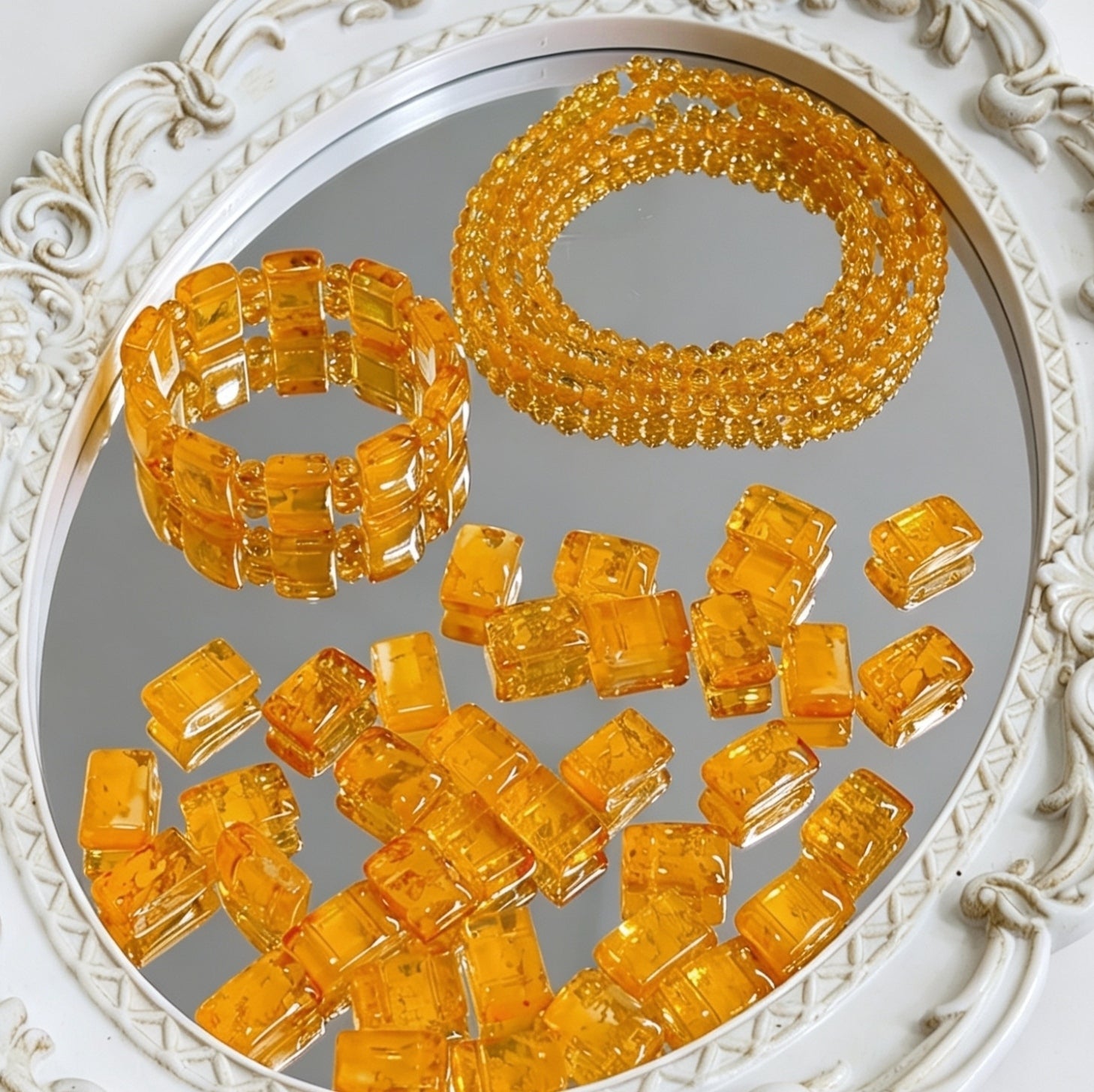 ✨【NEW】Crystal Two-Hole Tile | Crackle Glass Square Beads & Free Matching Round Beads for DIY Bracelet Making