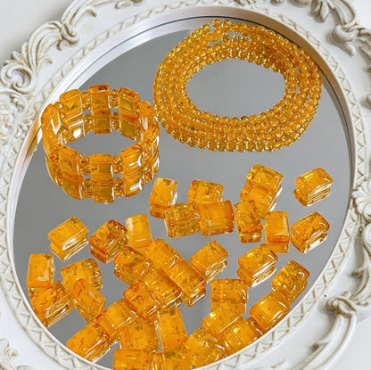 ✨【NEW】Crystal Two-Hole Tile | Crackle Glass Square Beads & Free Matching Round Beads for DIY Bracelet Making