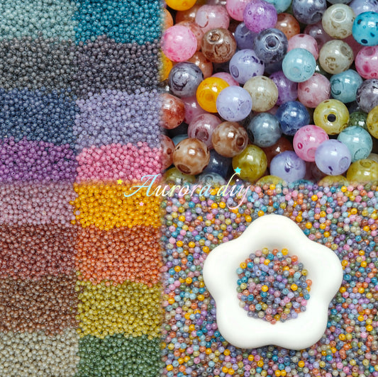 ✨【NEW】4mm Oil Painting Sphere | Mixed Glass Beads for DIY Earring Keychain Craft Supplies