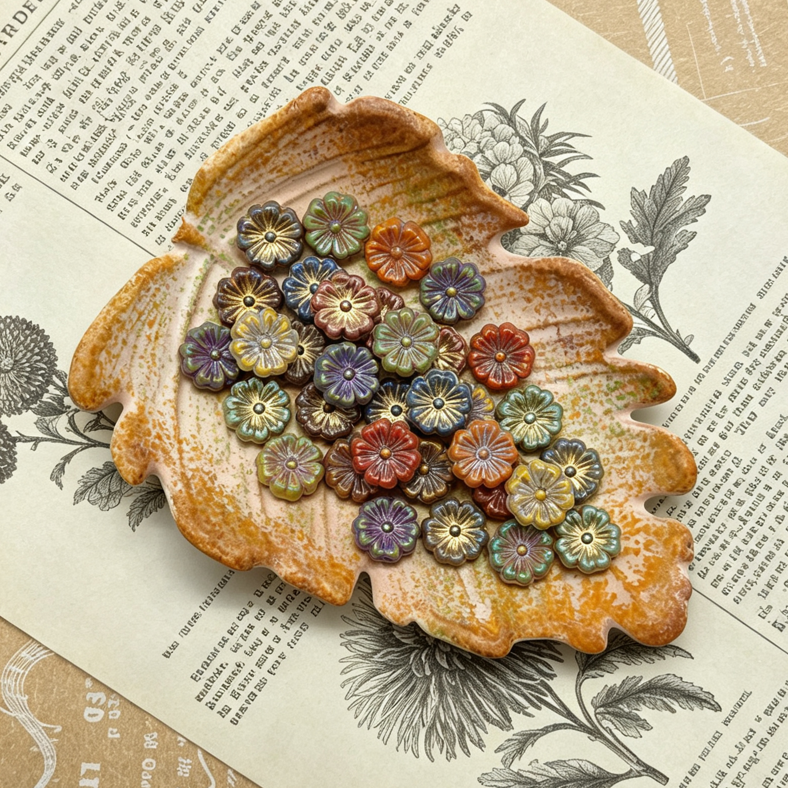 [NEW] Vintage Gold Inlay Czech Glass Beads