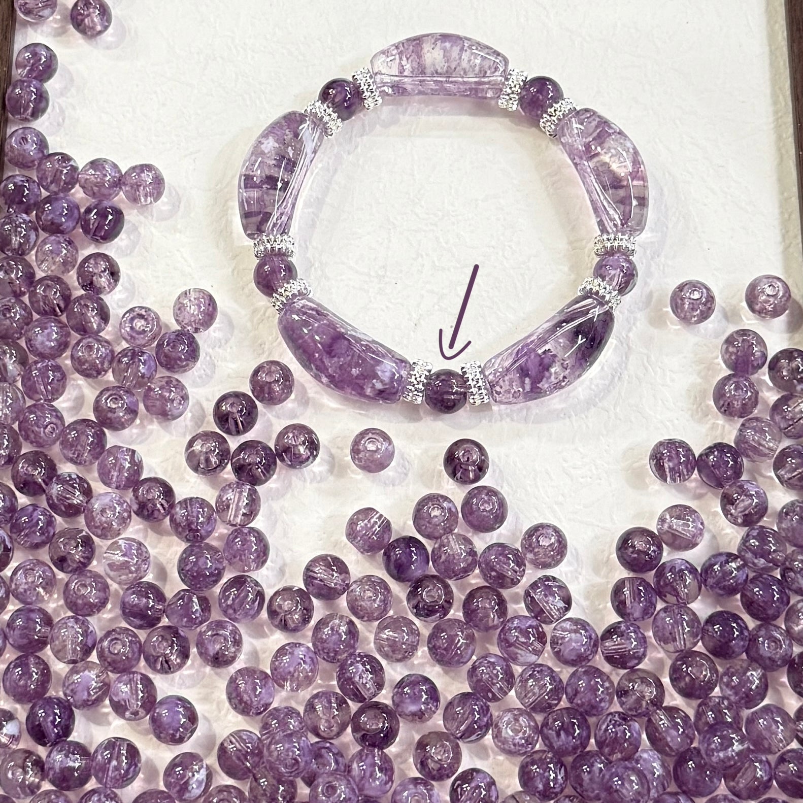 ✨【NEW】8mm Multicolor Wave‑Pattern Glass Round Beads For DIY Jewelry Making