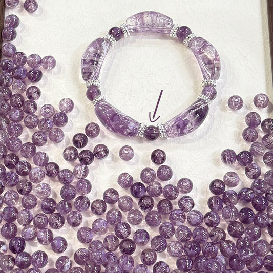 ✨【NEW】8mm Multicolor Wave‑Pattern Glass Round Beads For DIY Jewelry Making
