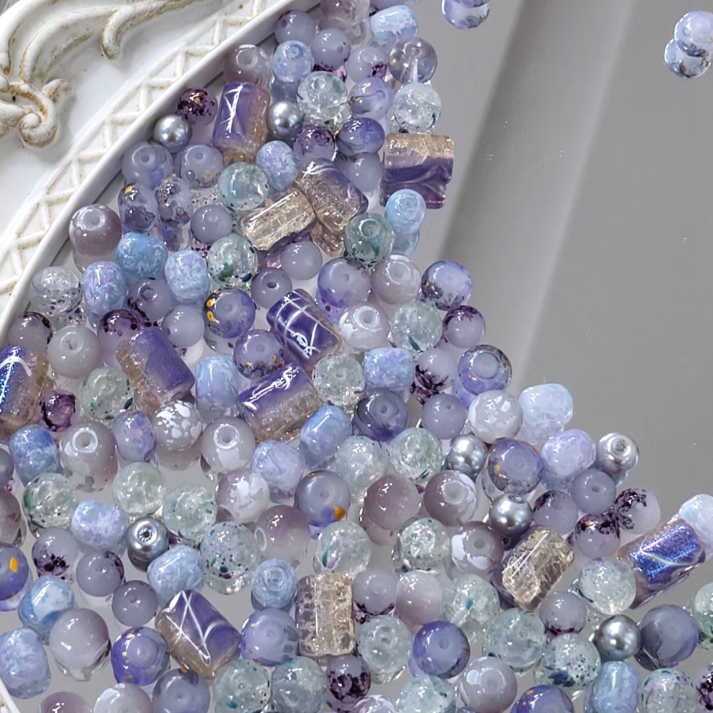 💜【NEW】Lavender Mist | Purple Blue Mixed Glass Bead Set For DIY Handmade Jewelry