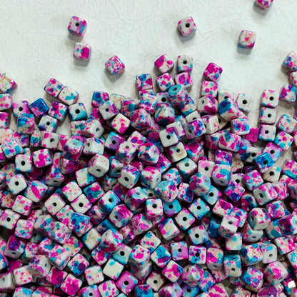 🌈【NEW】Speckle Confetti Cube | Multicolored Speckled Square Dyed Polished Stone Bead Mix For Bohemian DIY Jewelry Making