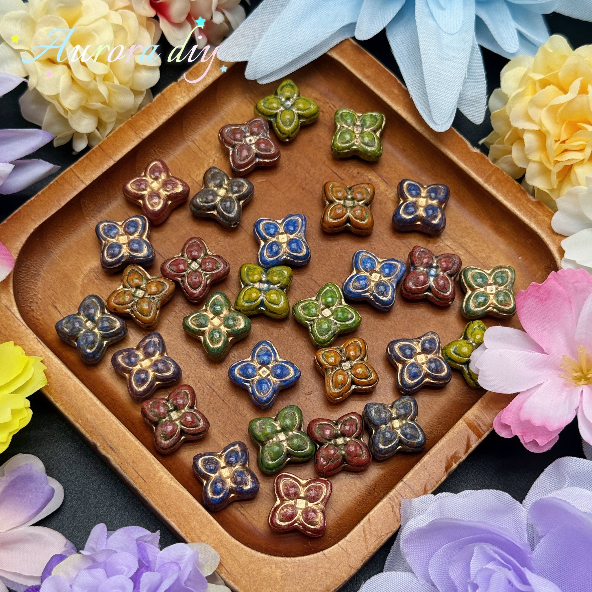 [NEW] Vintage Gold Inlay Czech Glass Beads