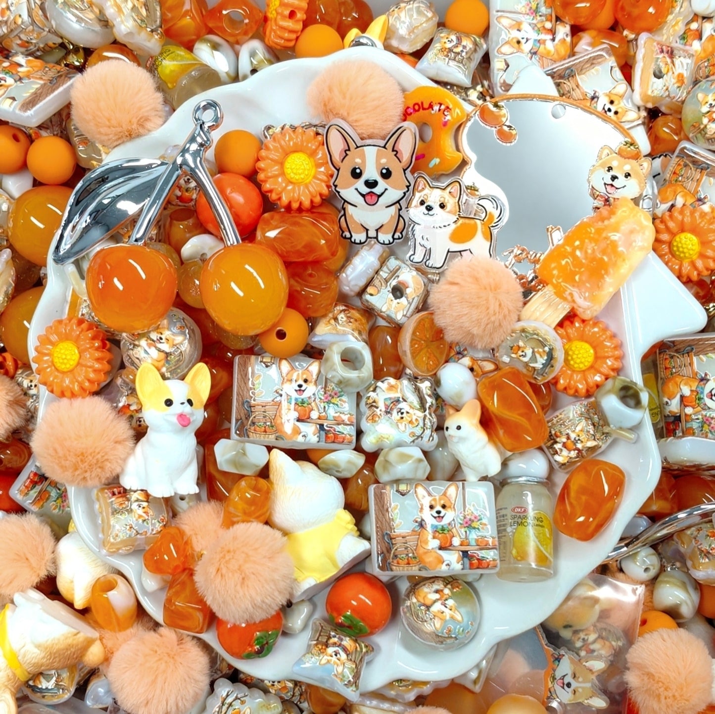✨【NEW】Amber Pup | Warm Orange Acrylic Beads Mix For DIY Jewelry Making