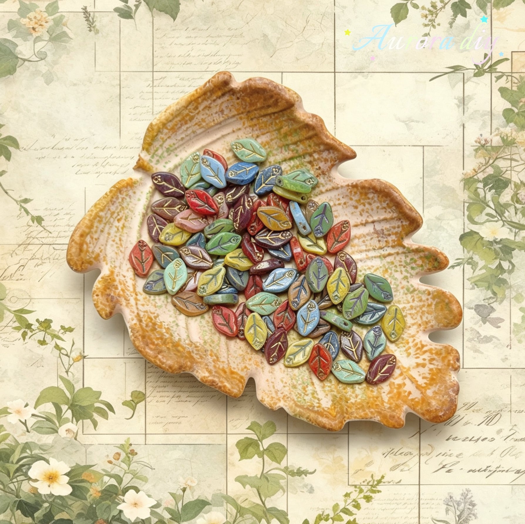 [NEW] Vintage Gold Inlay Czech Glass Beads