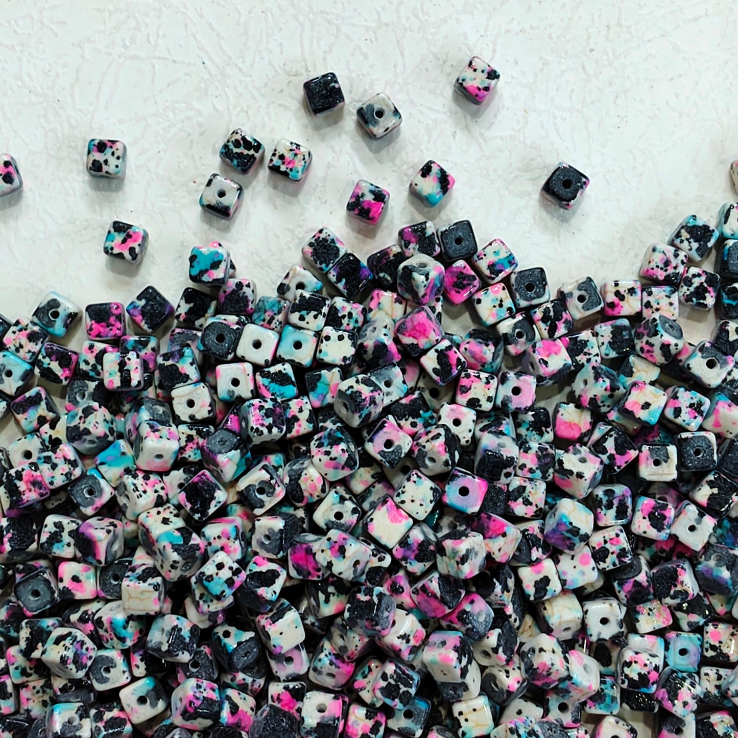 🌈【NEW】Speckle Confetti Cube | Multicolored Speckled Square Dyed Polished Stone Bead Mix For Bohemian DIY Jewelry Making