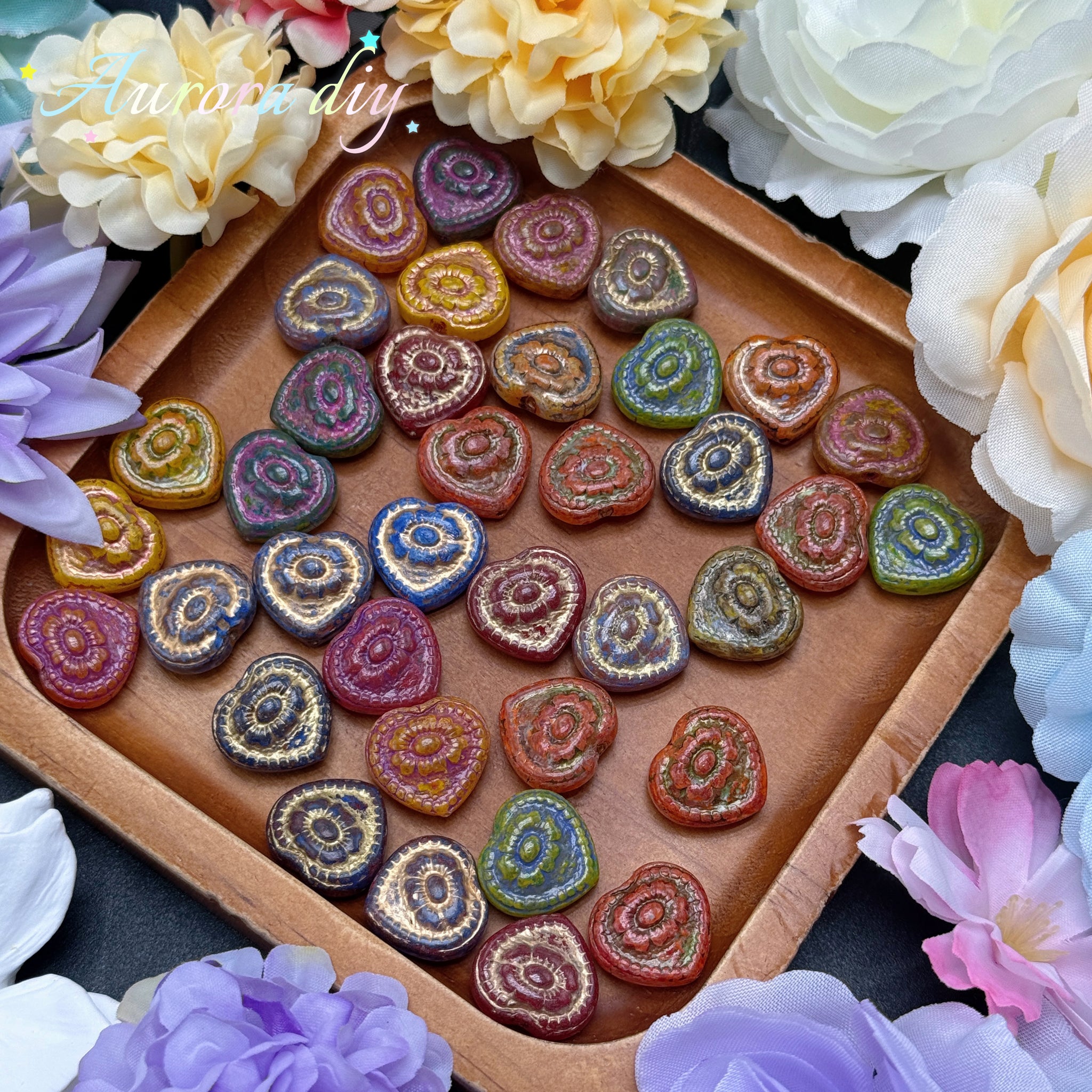 [NEW] Vintage Gold Inlay Czech Glass Beads