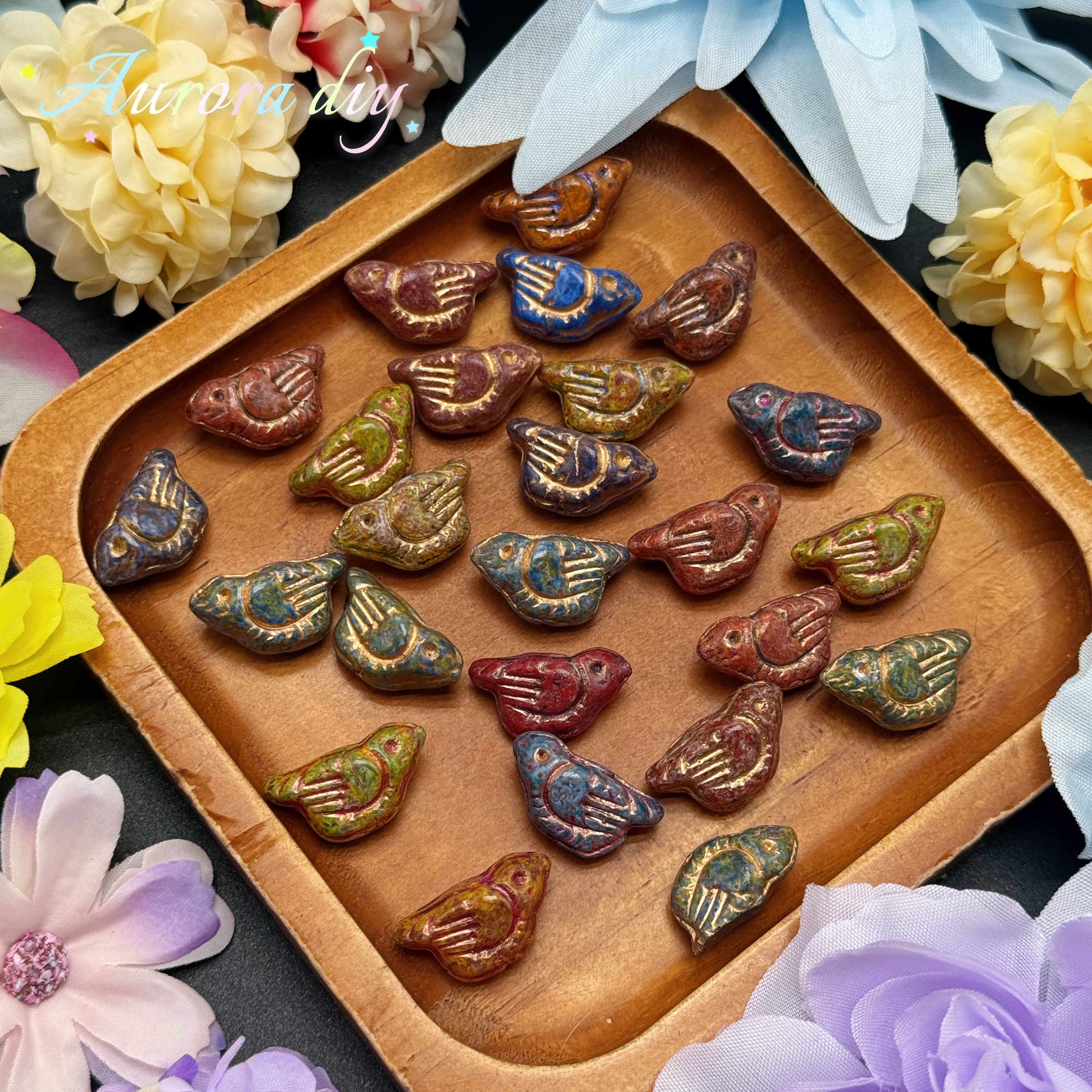 [NEW] Vintage Gold Inlay Czech Glass Beads