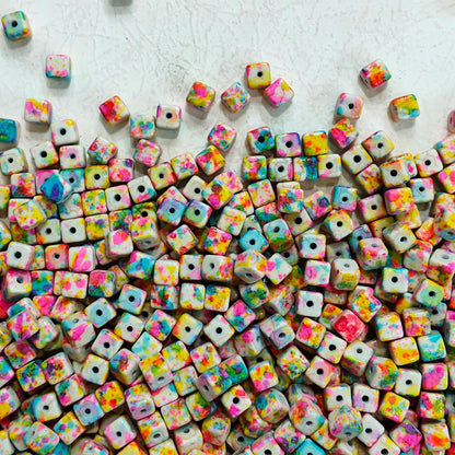 🌈【NEW】Speckle Confetti Cube | Multicolored Speckled Square Dyed Polished Stone Bead Mix For Bohemian DIY Jewelry Making