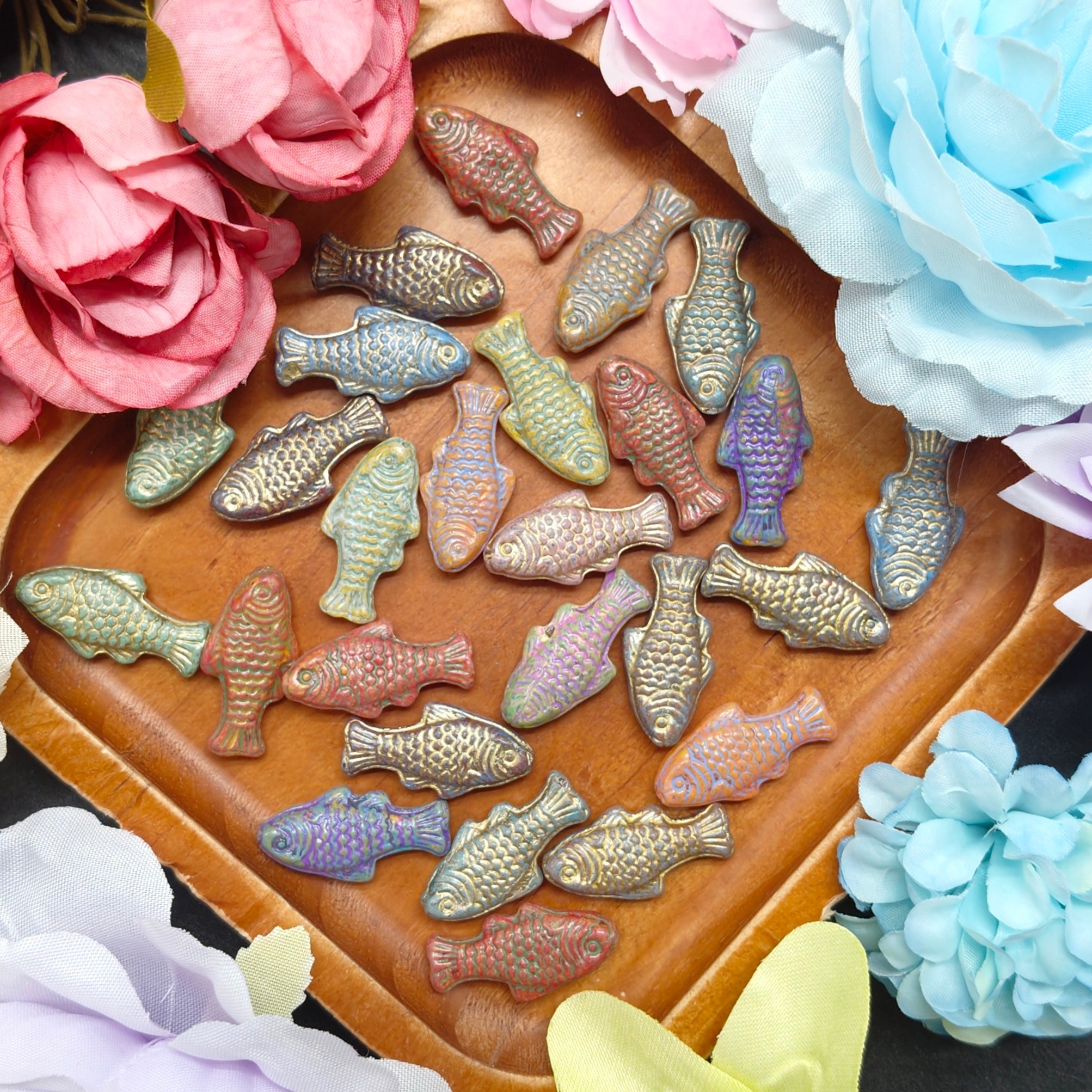 [NEW] Vintage Gold Inlay Czech Glass Beads