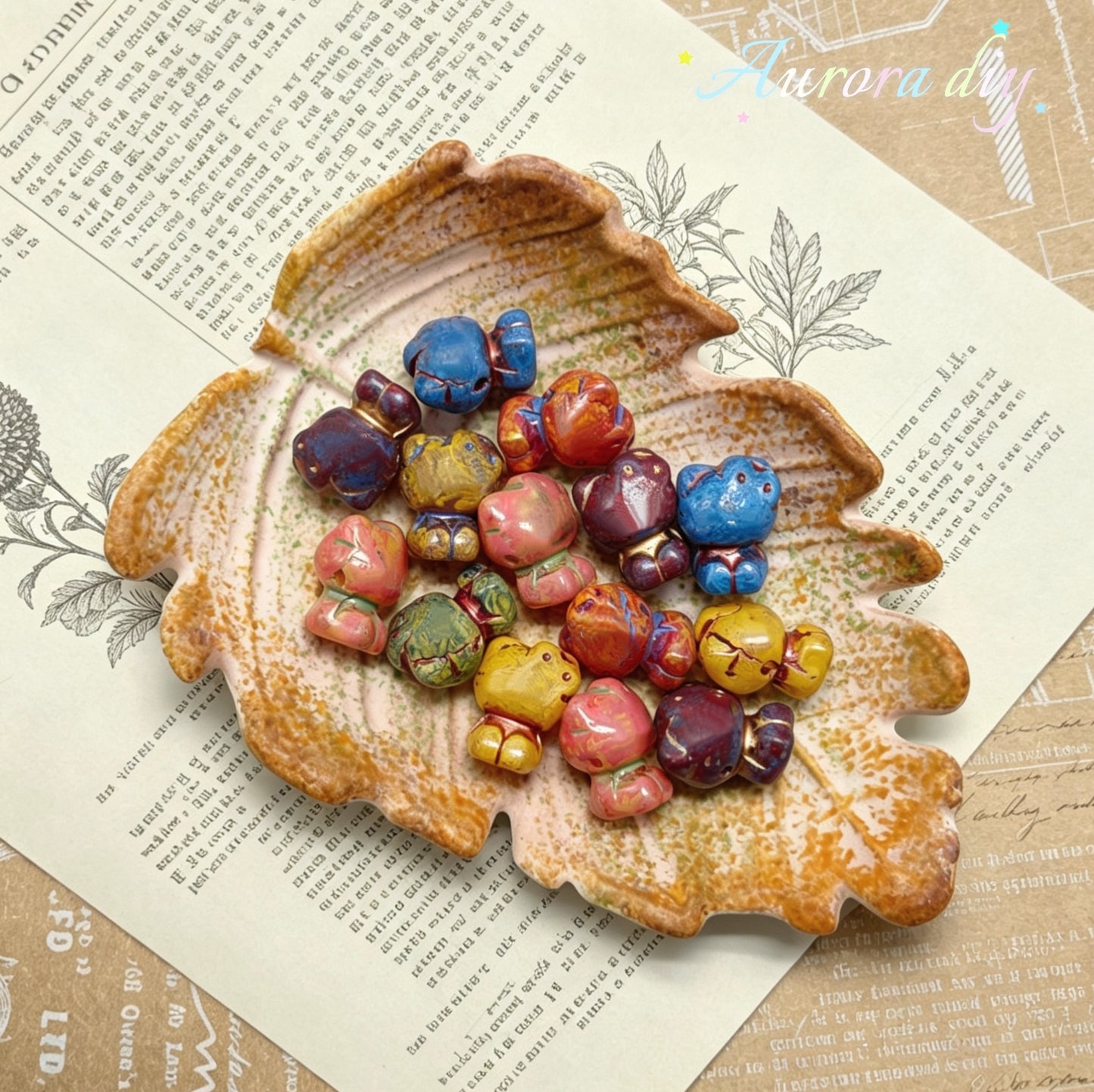 [NEW] Vintage Gold Inlay Czech Glass Beads