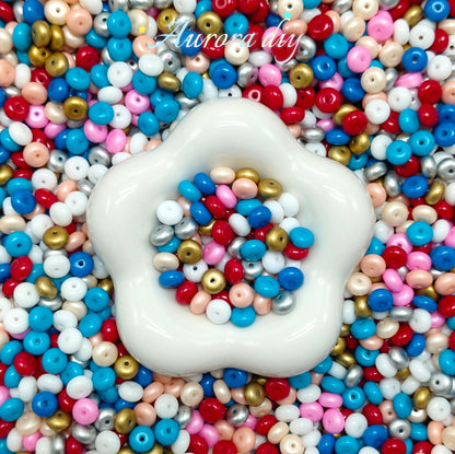 ✨【NEW】Glass-Candy Donut | Multicolor Flat Round Beads for DIY Jewelry Making