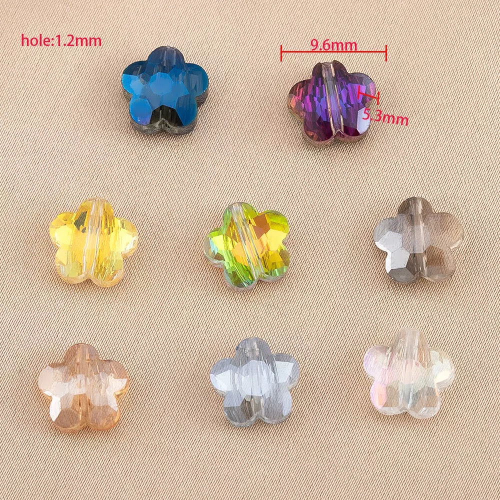 ✨【NEW】Crystal Bloom Faceted 5-Petal Flower Glass Beads Mixed Iridescent Colors for DIY Jewelry Making
