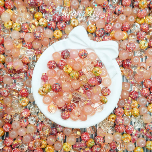 Glass-Peach Confetti|for DIY Bracelet & Jewelry Craft
