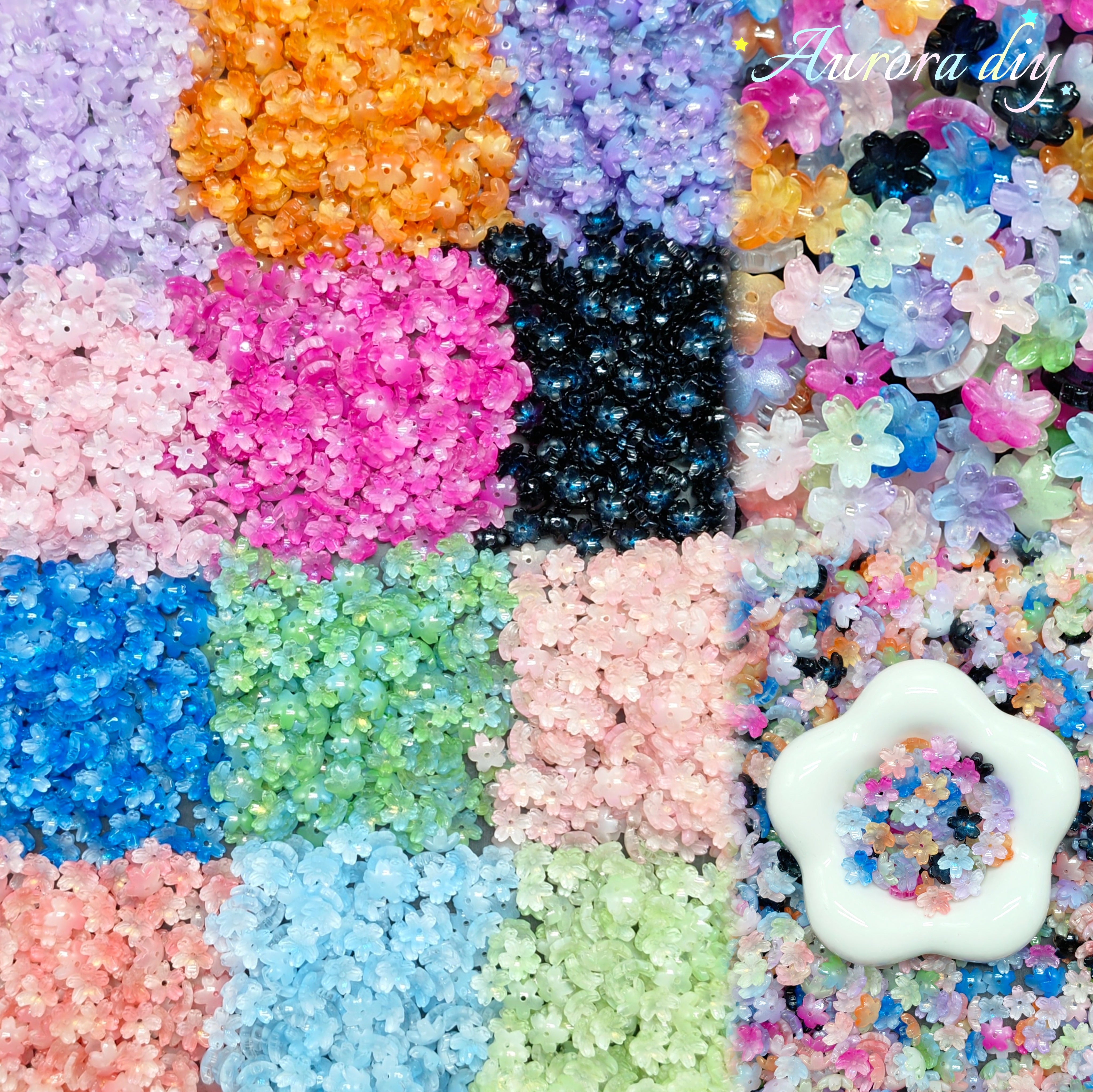 ✨【NEW】Flower Sprinkle Multicolor Tiny Flower Glass Beads | for DIY Bracelet & Earring Making