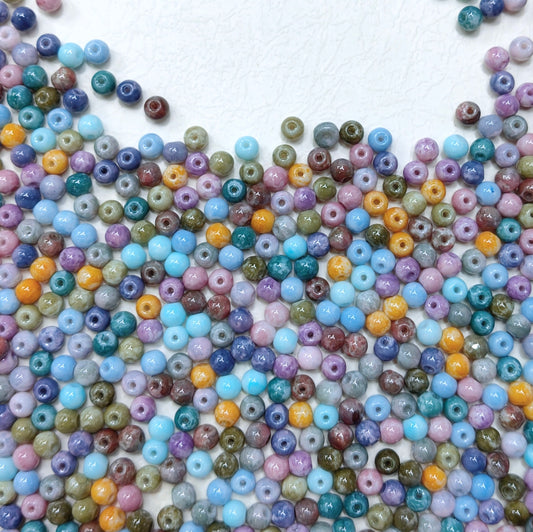 ✨【NEW】6mm Paint Splash Glass Bead Mix DIY Bracelet Making Supplies