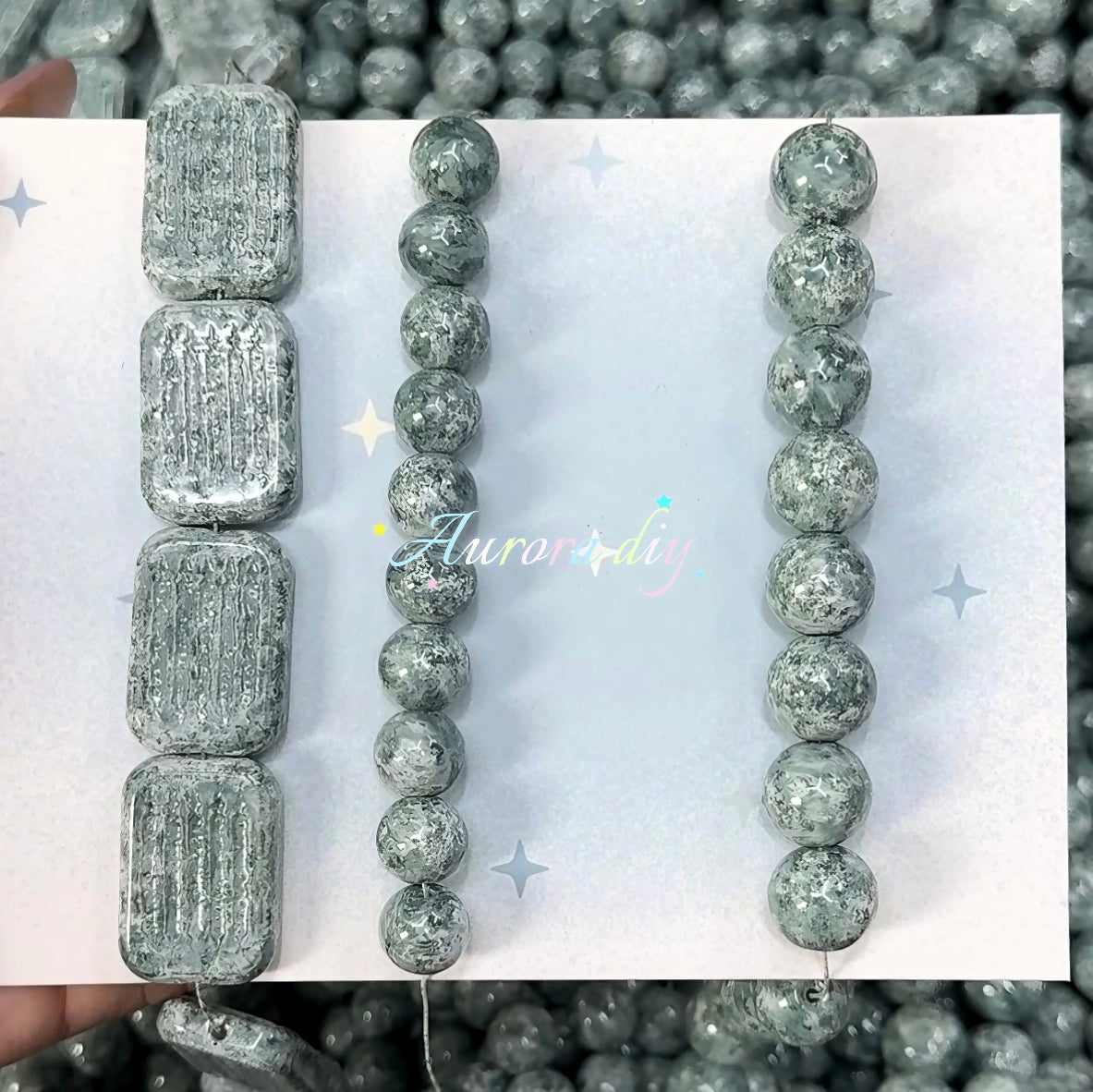 ✨【NEW】Vintage Palette | Marbled Glass Decor Beads Round & Rectangle Jewelry Craft Supplies