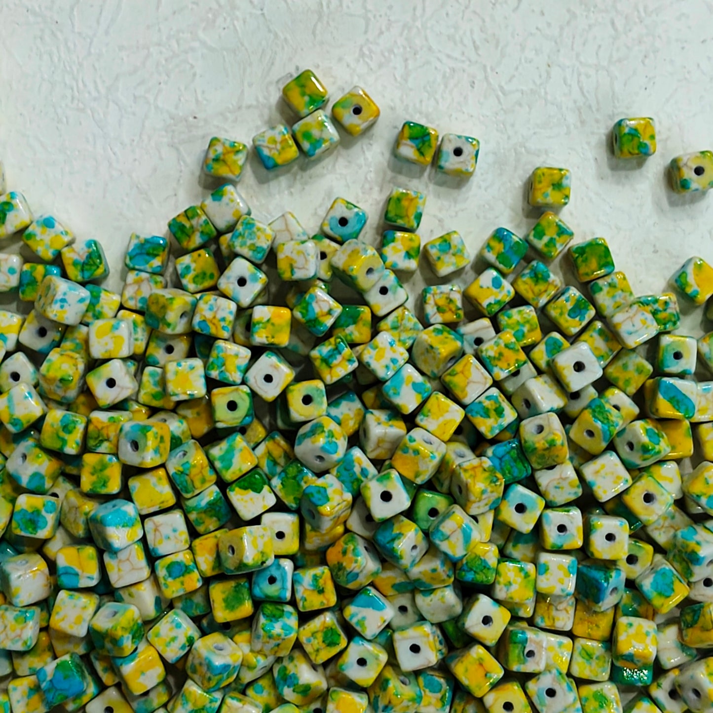 🌈【NEW】Speckle Confetti Cube | Multicolored Speckled Square Dyed Polished Stone Bead Mix For Bohemian DIY Jewelry Making