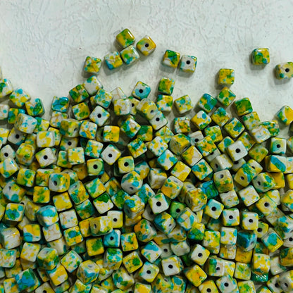 🌈【NEW】Speckle Confetti Cube | Multicolored Speckled Square Dyed Polished Stone Bead Mix For Bohemian DIY Jewelry Making