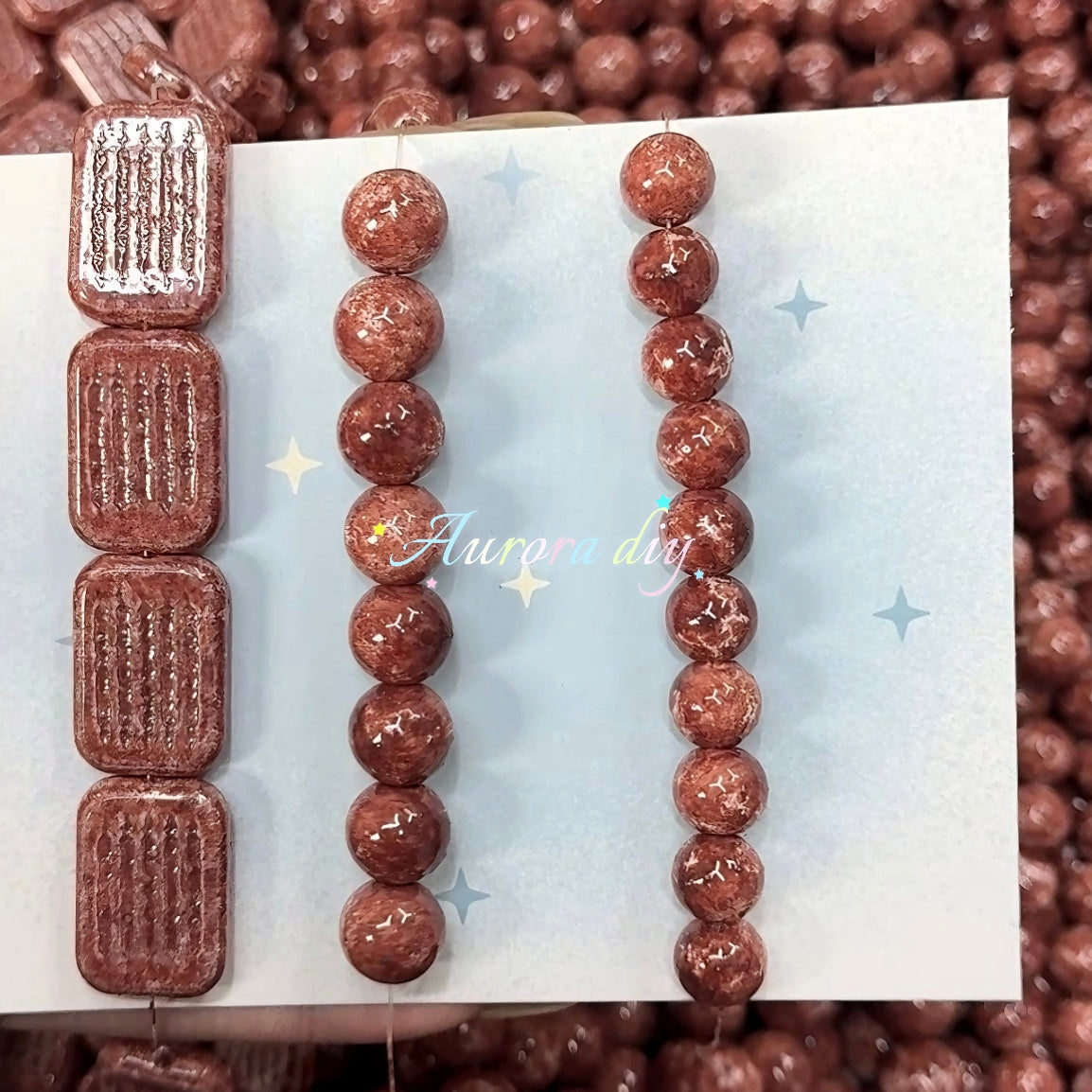 ✨【NEW】Vintage Palette | Marbled Glass Decor Beads Round & Rectangle Jewelry Craft Supplies