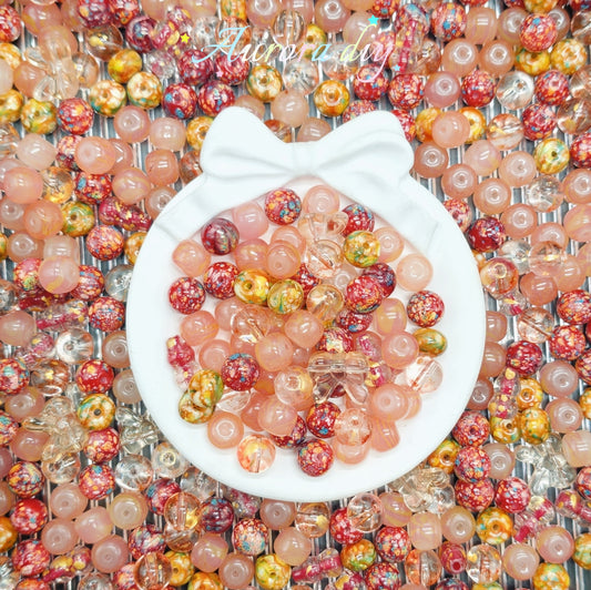 Glass-Peach Confetti|for DIY Bracelet & Jewelry Craft
