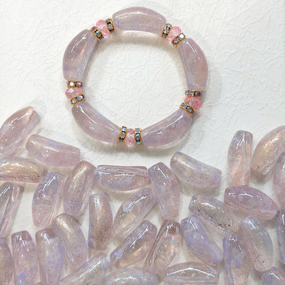 ✨【NEW】Gold Flake Curved Tube | Glass Beads For DIY Handmade Jewelry Craft Supplies