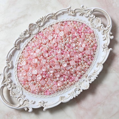 [NEW] Pale Pink Luster Imitation Pearl Glass Beads, Vintage Embossed Flower Heart Loose Beads for DIY Bracelet Necklace Jewelry Making