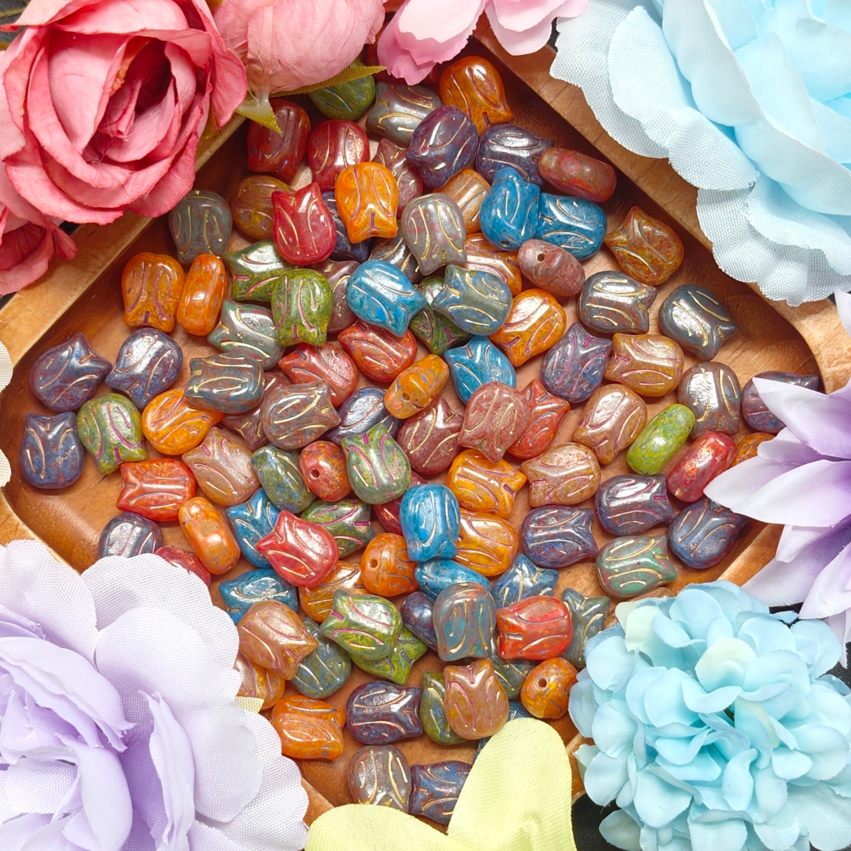 [NEW] Vintage Gold Inlay Czech Glass Beads