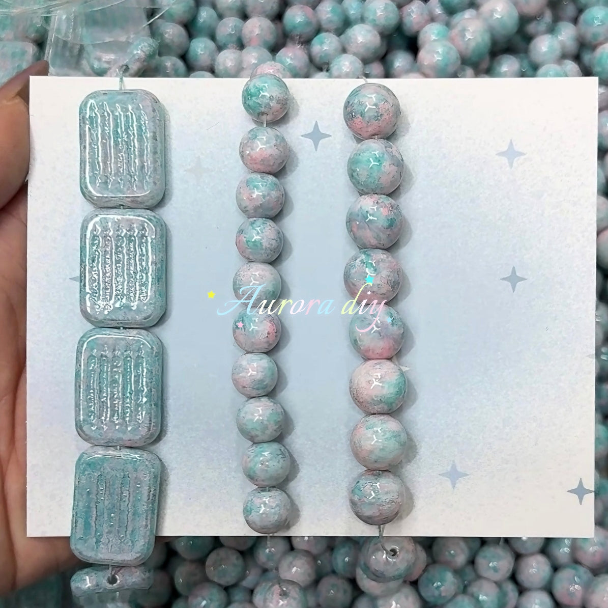 ✨【NEW】Vintage Palette | Marbled Glass Decor Beads Round & Rectangle Jewelry Craft Supplies