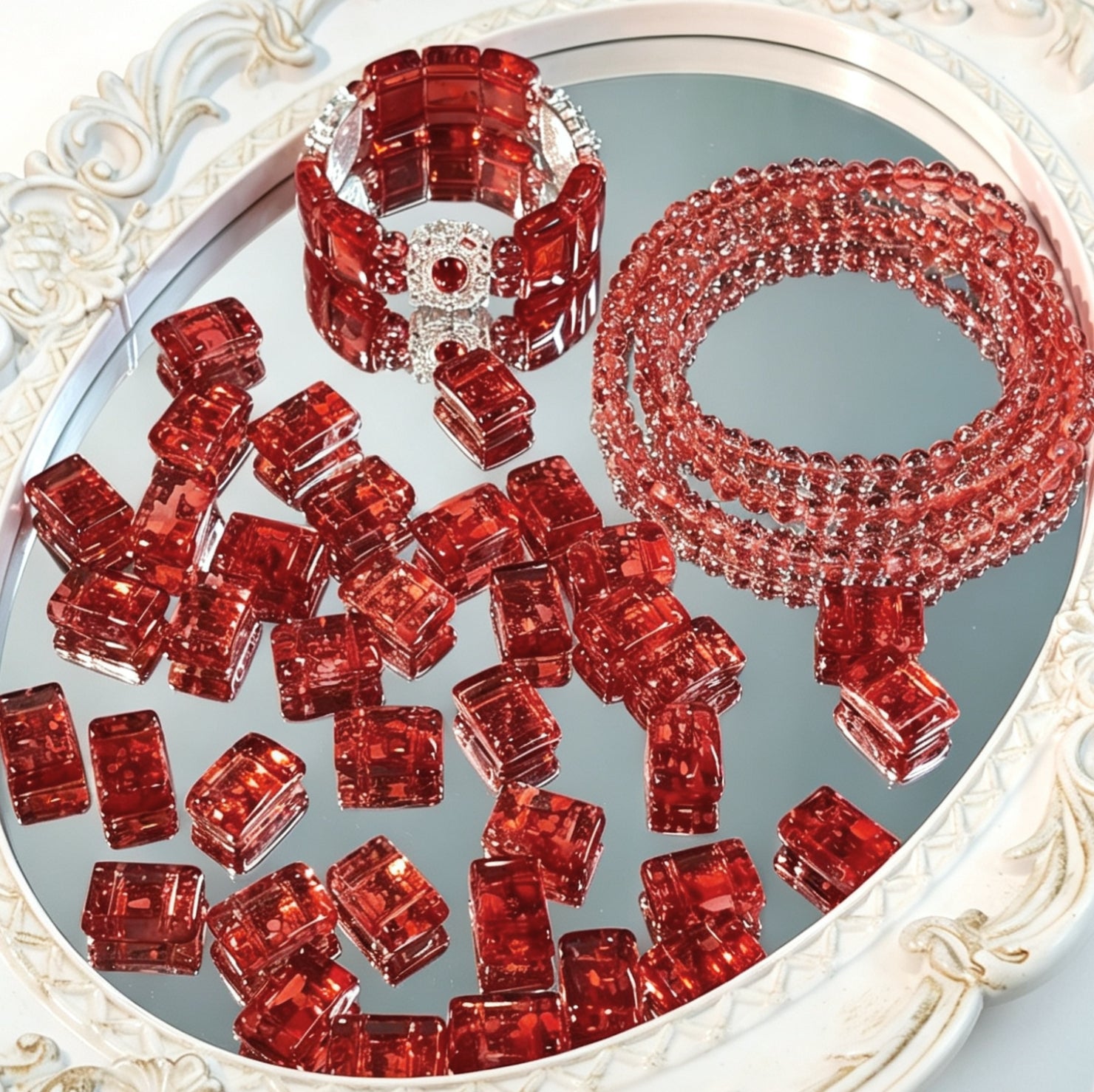 ✨【NEW】Crystal Two-Hole Tile | Crackle Glass Square Beads & Free Matching Round Beads for DIY Bracelet Making